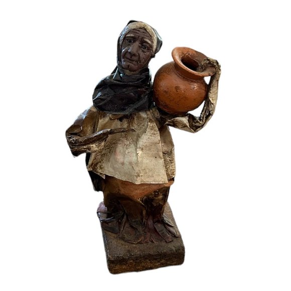 Accents Vintage Paper Mache Mexican Folk Art Figure W Water Jug